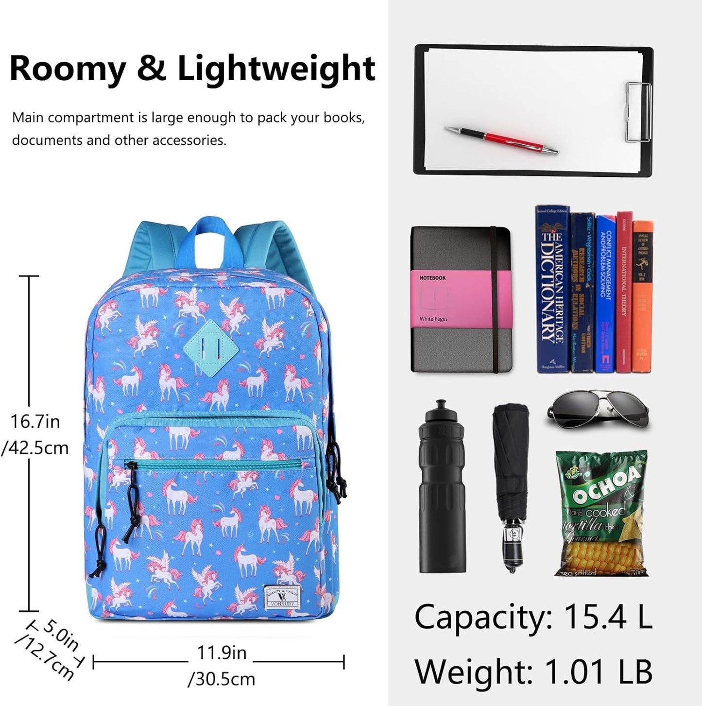 School Backpack for Kids,Lightweight Water Resistant Work Travel Backpack for Women Men Teens VONXURY