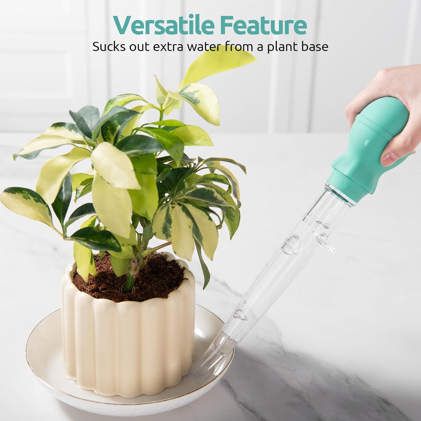 U-Taste 1.5oz Angled Turkey Baster - 228.2ºF Heat Resistant Food Grade Silicone Large Octopus Bulb Baster Set with Cleaning Brush for Cooking Basting Meat Poultry Beef Chicken (Black)