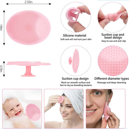 Purilite Select Silicone Face Scrubbers + 2 Exfoliating Lip Brushes + 2 Facial Cleansing Brushes – Gentle Exfoliation & Deep Cleansing Set