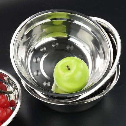 Callyne Stainless Steel Mixing Bowls, Set of 4 Metal Prep Bowls