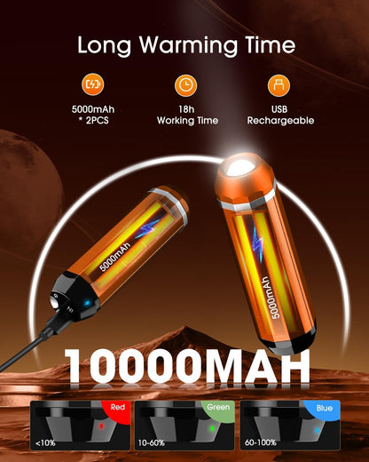 Veeool Rechargeable Hand Warmers 5000mAh (2 Pack) – Magnetic Electric Hand Warmer with Flashlight, 3 Heat Levels, Fast Heating Pocket Heater for Outdoor Camping, Hiking, Hunting, Golf, Football – Compact, Orange - PuriLite
