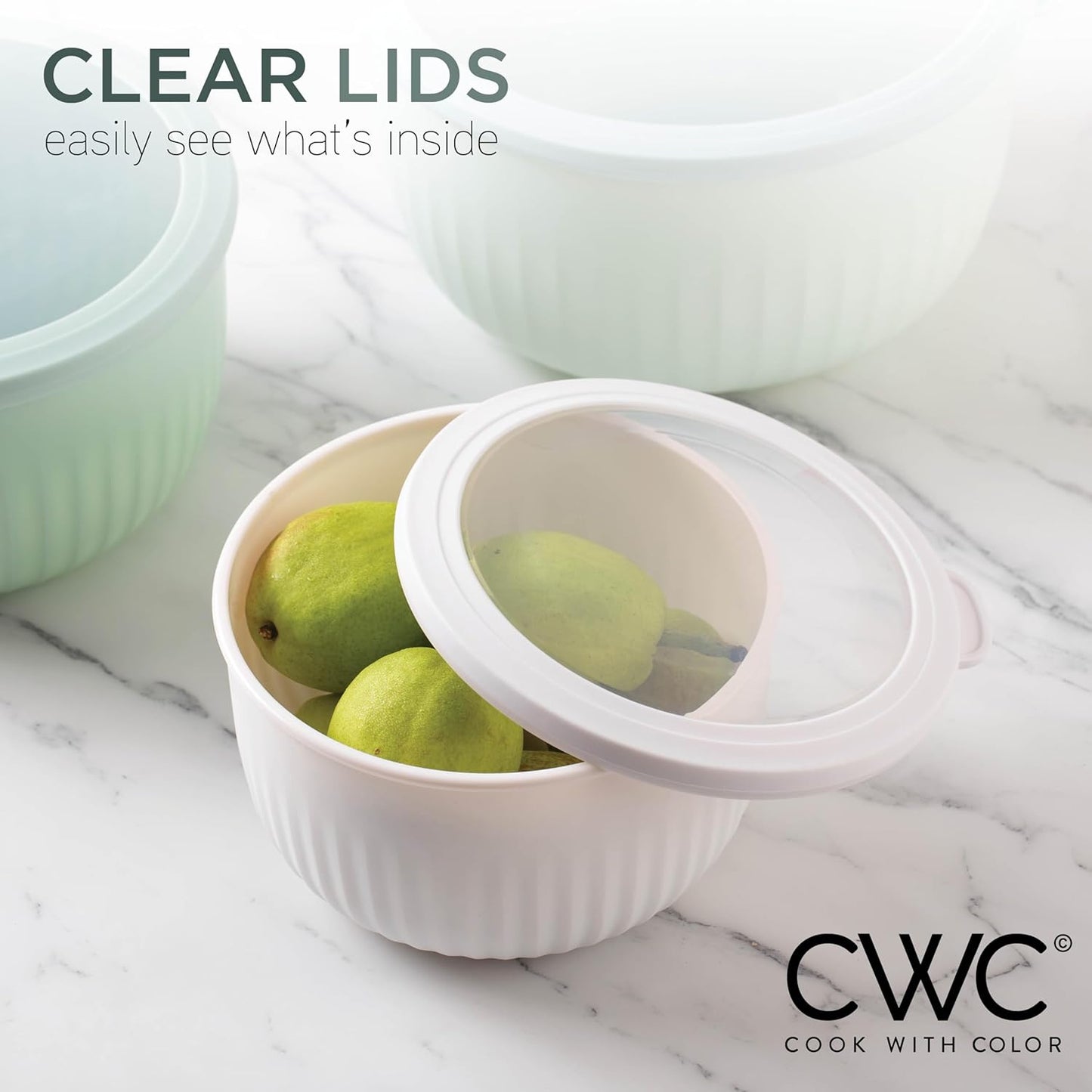 COOK WITH COLOR Prep Bowls with Lids- 8 Piece Nesting Plastic Small Mixing Bowl Set with Lids (Teal Ombre)