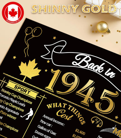 50th Birthday Card, Jumbo CANADA 25x20cm Back in 1975, Gilding Happy 50th Birthday Decoration for Woman, Men, Funny 50 Birthday Gifts for Wife, Husband, Him, Her, Mom