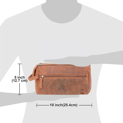 Genuine Leather Travel Toiletry Bag - Hygiene Organizer Dopp Kit by Rustic Town