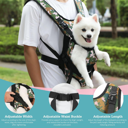 Pawaboo Pet Carrier Backpack, Adjustable Pet Front Cat Dog Carrier Backpack Travel Bag, Legs Out, Easy-Fit for Traveling Hiking Camping for Small Medium Dogs Cats Puppies, Medium, Black