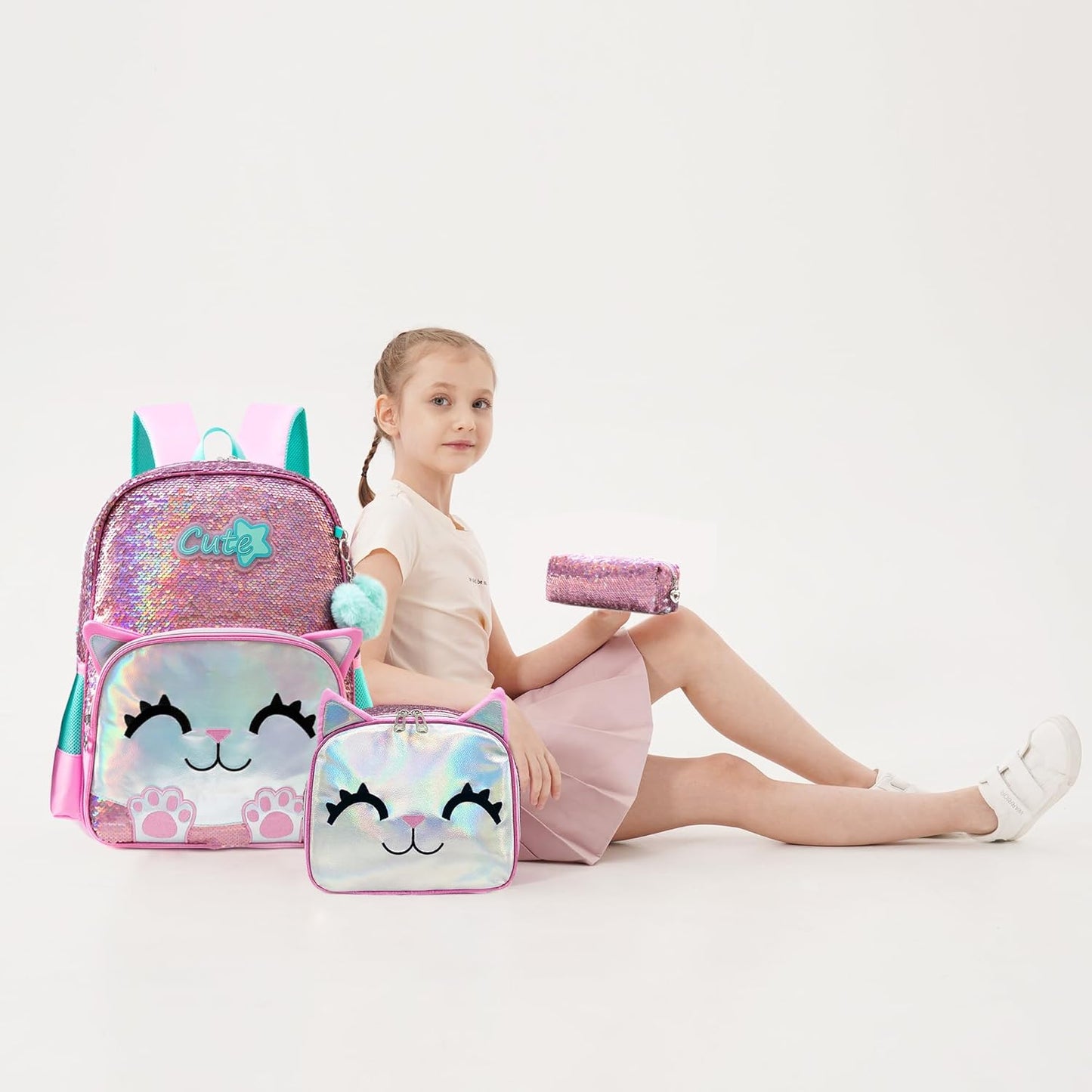 Cute Backpack for Girls School Backpacks with Lunch Box for Elementary