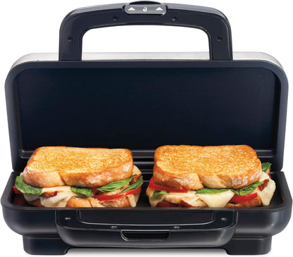 Proctor Silex Deluxe Hot Sandwich Maker, Nonstick Plates, Stainless Steel (25415PS) - PuriLite