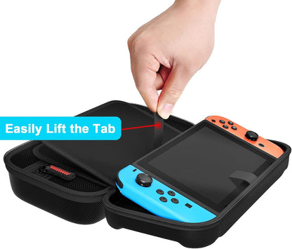 Daydayup Switch Carrying Case Compatible with Nintendo Switch/Switch OLED, with 20 Games Cartridges Protective Hard Shell Travel Carrying Case Pouch for Console & Accessories, Black