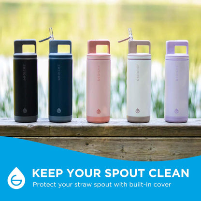 GROSCHE Alpine Flip 'N Sip 16oz Insulated Water Bottle - Stainless Steel, Leakproof Flask with Straw - Perfect for Gym, Travel, Sports & Outdoor Use, Canadian Brand! - 16 fl. oz, Scuba Blue