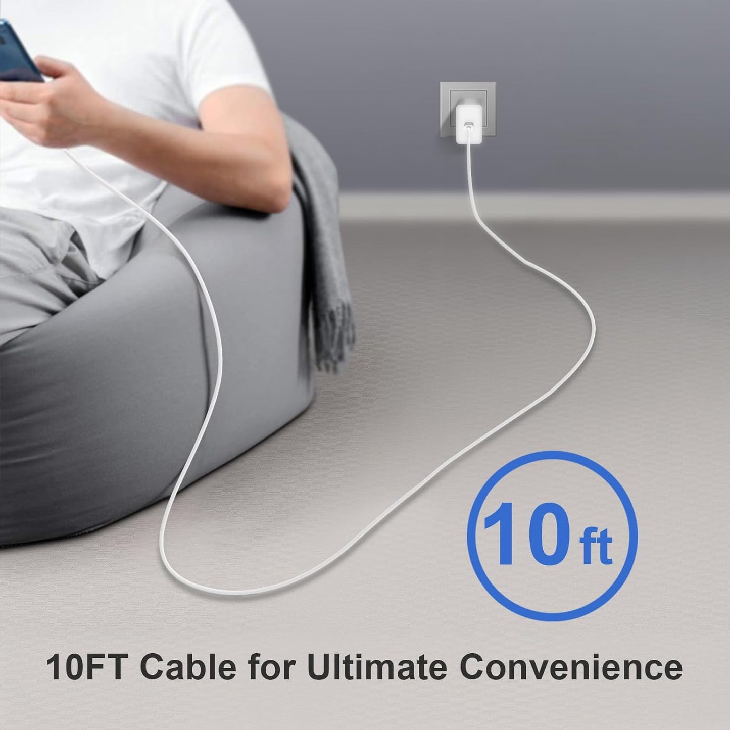 45W Super Fast Charger Type C, 2-Pack 45W USB C Charging Block with 10ft USB C to Type C Cables for Samsung Galaxy S25 S24+/UltraS23/S22/S21/S20/Note10/20 iPhone 16/15 Pro,Pro Max