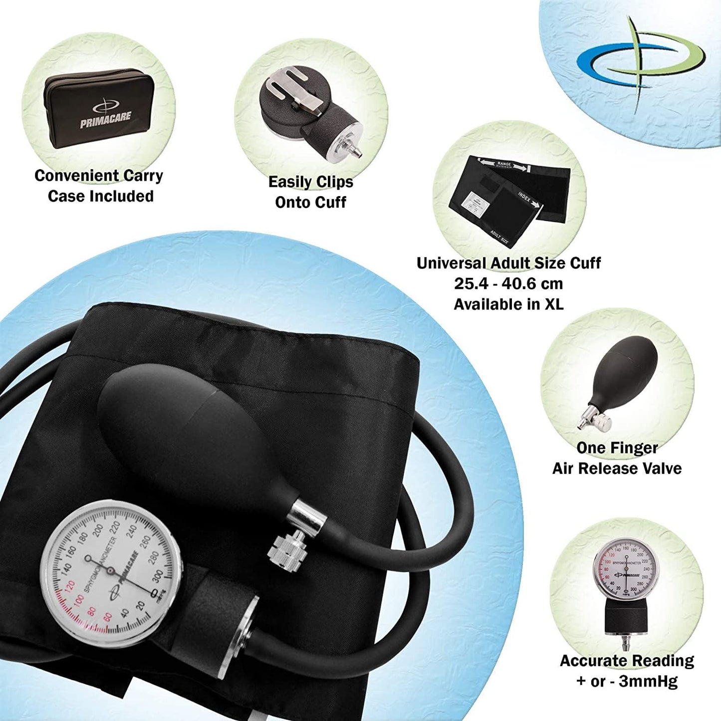 Primacare DS-9192 Aneroid Sphygmomanometer Adult Blood Pressure Kit