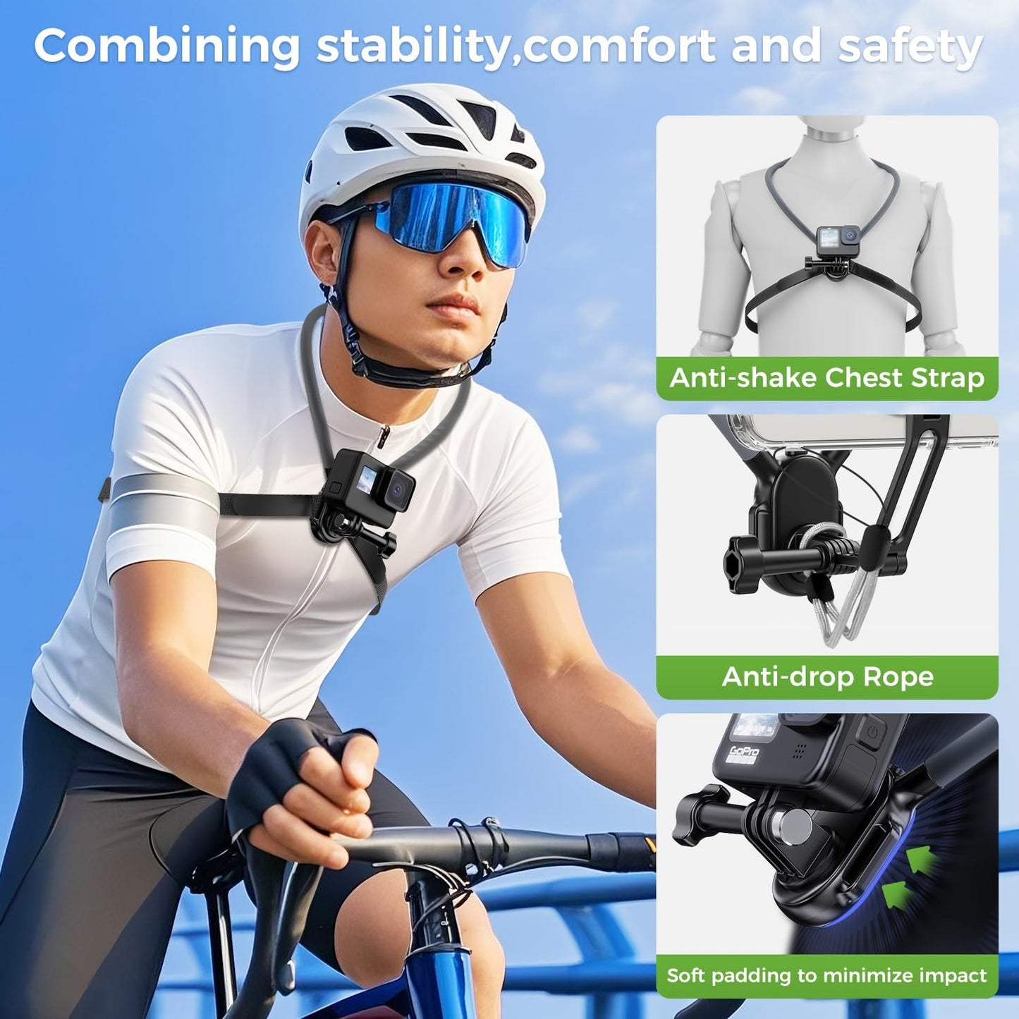 Magnetic Neck Phone Holder, Neck Mount for Cell Phone Hands Free POV/Vlog Selfie Mount with Chest Strap, Phone Neck Holder for Recording/Cooking/Riding, iPhone 17 16 15 14 13 12 Android Insta360