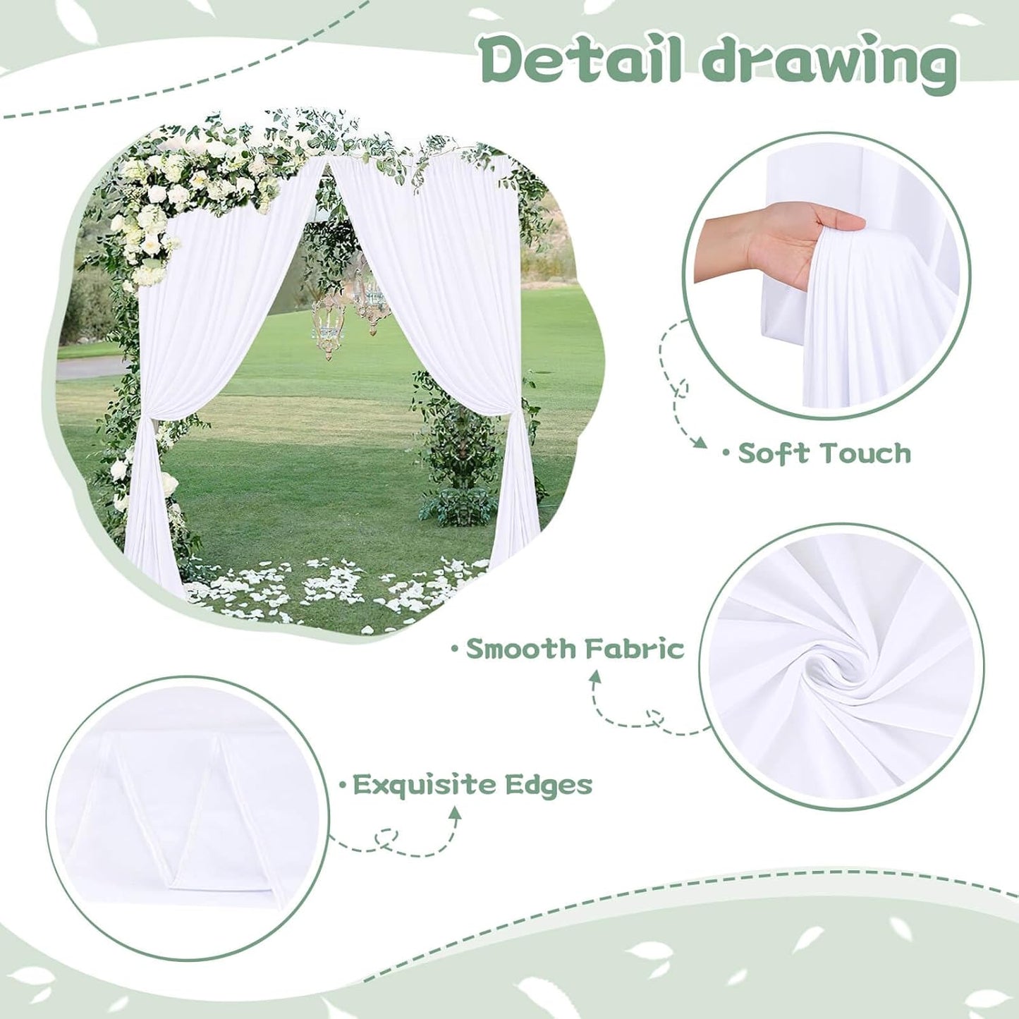 10.6x10Ft White Backdrop Curtain Parties Photo Curtains Backdrop Drapes Fabric for Wedding Birthday Baby Shower Decorations
