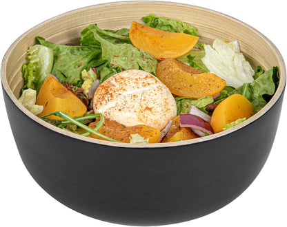 Restaurantware-Bambuddha 15 Ounce Small Salad Bowl, 1 Heavy-Duty Round Salad Bowl - Sustainable, Reusable, Black Bamboo Serving Dish, for Serving Salads, Fruits, and Appetizers