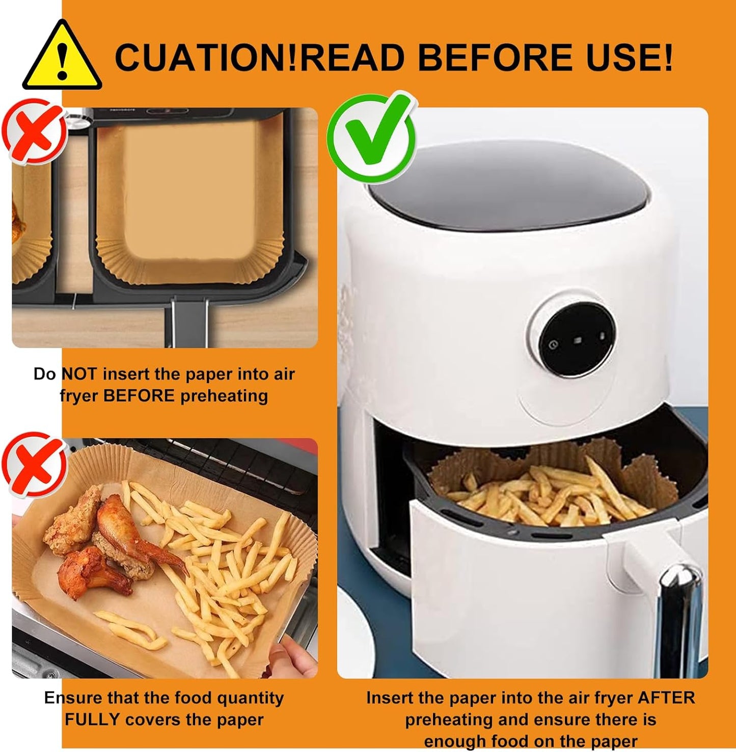 Air Fryer Liners,100Pcs 8.6" Square Air Fryer Parchment Paper Liners for 3 to 8 QT Baskets, Non-Stick & Oil Proof and Food Grade Baking Alternative to Foil for Easy Cleanup