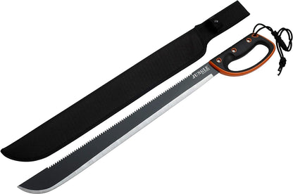 Master Cutlery JM-024L Jungle Master 28-Inch Black Machete, Black Handle with Orange Rim