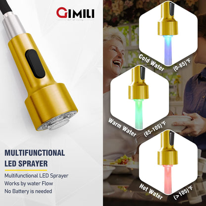 GIMILI Touchless Spring Kitchen Faucet with Pull Down Sprayer, Single Handle Motion Sensor Activated Hands-Free Kitchen Sink Faucet, Single Hole Smart Kitchen Faucet, Solid Brass, Matte Black