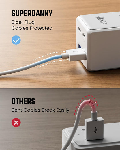 10 Ft Extension Cord, Surge Protector Power Bar with 6 Outlets & 4USB Ports (2 USB 2 C), Mountable Flat Plug Power Strip, Surge Protection for Home, Office, Dorm