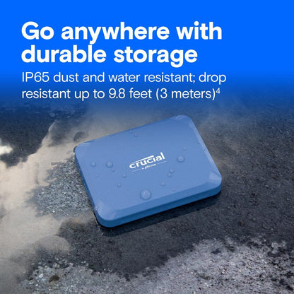 Crucial X10 4TB Portable SSD, Up to 2,100MB/s, USB 3.2 USB-C, External Solid State Drive, Compatible with Windows, Mac & Android, Durable Storage for Games, Photos & Files, Blue - CT4000X10SSD9-02