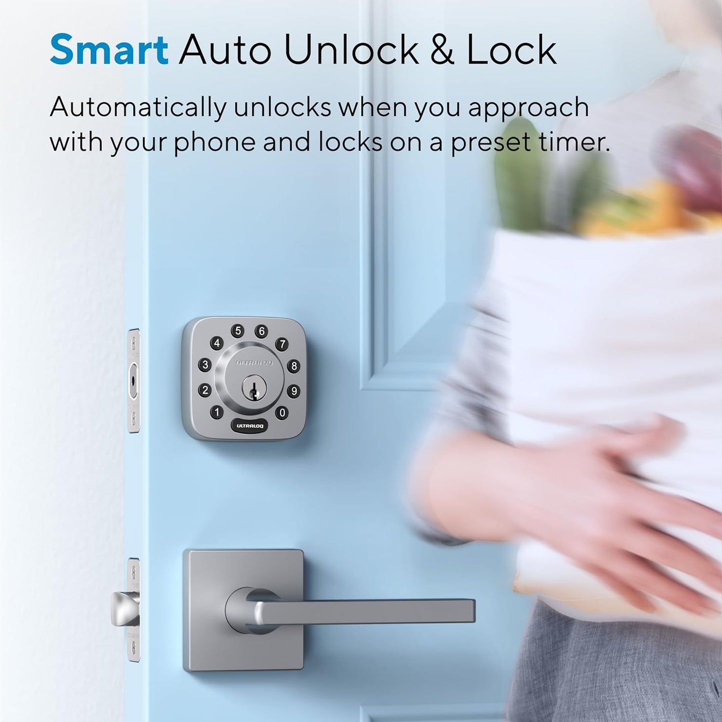 ULTRALOQ U-Bolt Smart Lock + WiFi Bridge, 5-in-1 Keyless Entry Door Lock with WiFi, Bluetooth, App and Keypad, Smart Deadbolt Lock Front Door, ANSI Grade 1 Certified, 1Year Battery, Satin Nickel