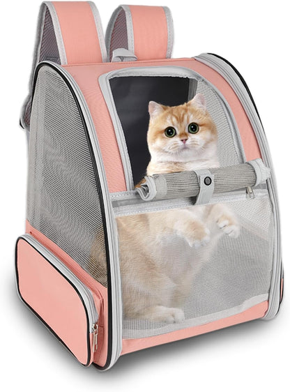 Cat Backpack Carrier,Pet Carrier Airline Approved for Small Dog Cat Puppy Kitten Bunny,Ventilated Mesh Design Animal Backpack for Hiking Camping Travel Bag (Black)