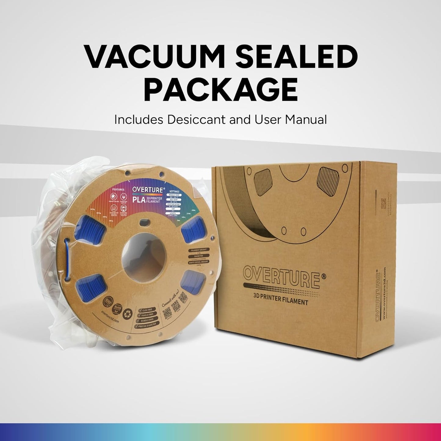 OVERTURE PLA Filament 1.75mm PLA 3D Printer Filament, 1kg Cardboard Spool (2.2lbs), Dimensional Accuracy +/- 0.02mm, Fit Most FDM Printer (Black 1-Pack)
