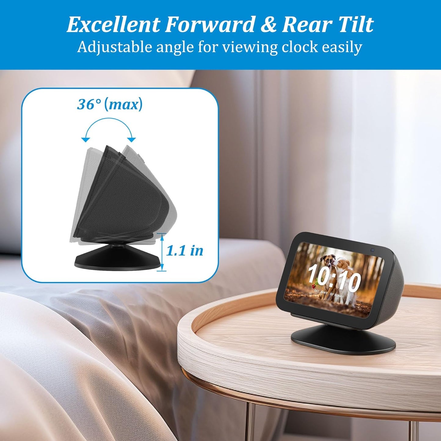 PlusAcc Stand for Show 5 (3rd Gen) - Adjustable Tilt Holder, Magnetic Table Stand Accessories Compatible with iPhone Models & Show 5 3rd Generation, Non-Slip Base (Black)