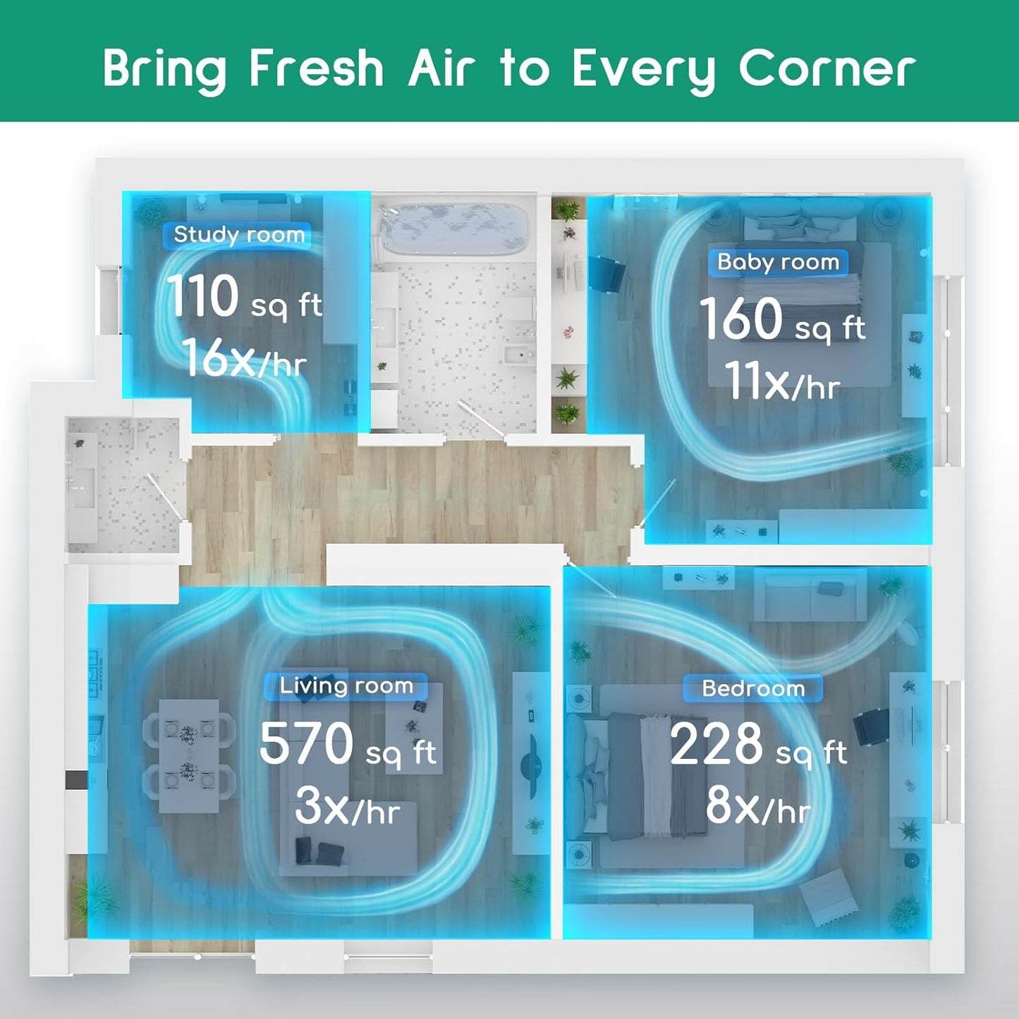 Afloia Air Purifier for Home Large Room Up to 1796 Ft², 3-Stage Air Cleaner for Bedroom 24 dB, Air Purifiers for Pets Dust Dander Mold Pollen, Odor Wildfire Smoke Eliminator, Fillo (Gray) - PuriLite