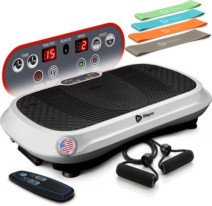 Lifepro Waver Vibration Plate Exercise Machine – Whole Body Oscillation Platform w/ 99 Speed Levels & 9 Programs – Remote Control, Loop & Resistance Bands for Full Body Home Gym Workout