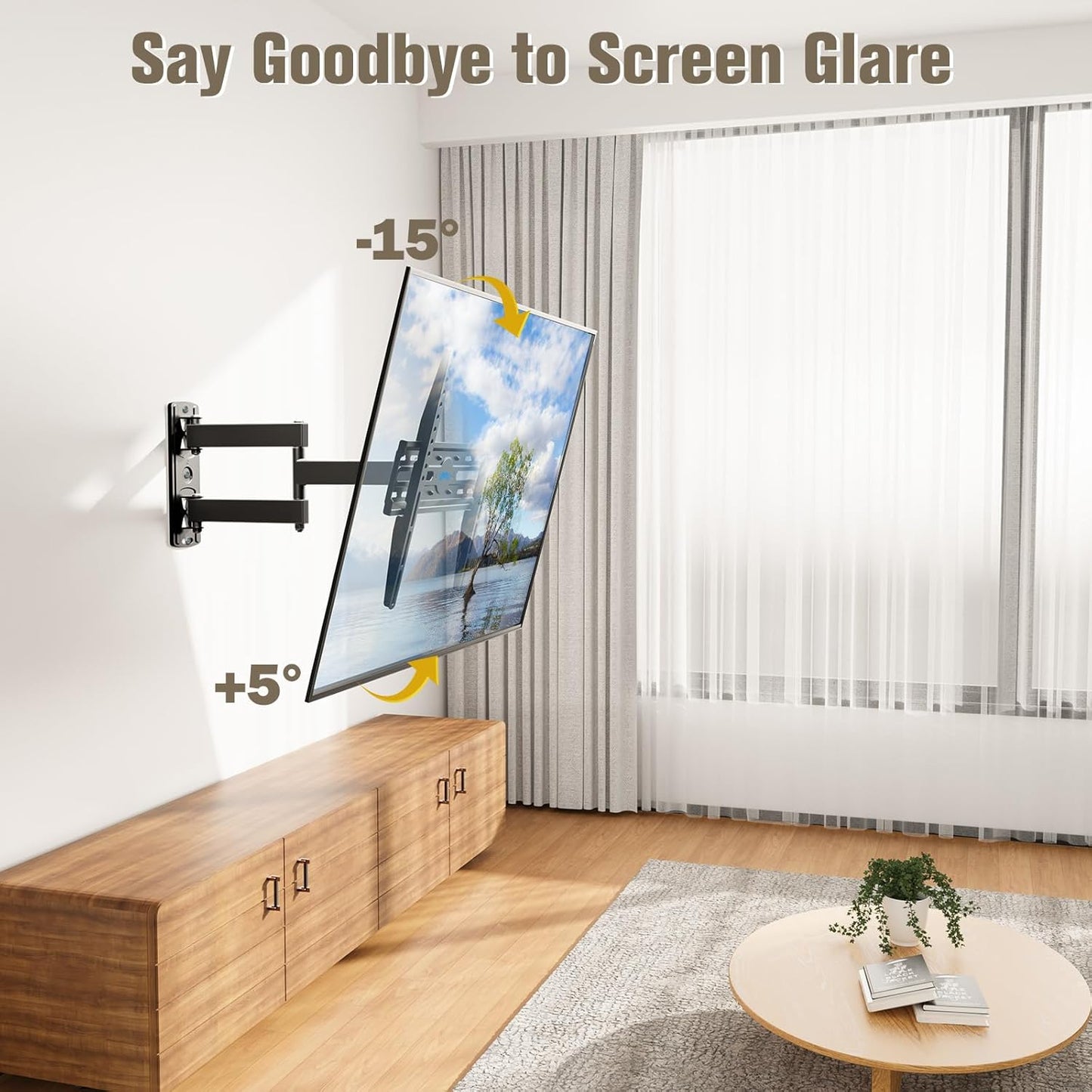 Mounting Dream Full Motion TV Wall Mount Corner Bracket with Center Design for Most of 26-55 Inch LED, LCD, OLED Flat Screen TV, with Swivel Articulating Arm, up to VESA 400x400mm, 60LBS, MD2377