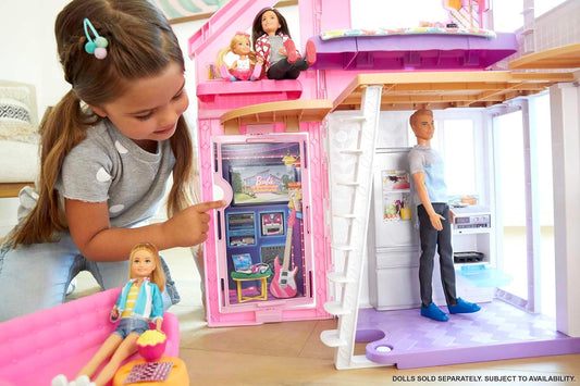 Large Dollhouse Playset with 6 Rooms, Transforming Features, and 25+ Furniture Accessories for Kids Imaginative Play - PuriLite
