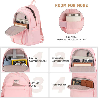 WINDARS School Backpack for Teen Girls, Cute College Backpacks for Women Students Aesthetic Bookbag Large 15.6 Inch Laptop Bag Middle School Travel Back Pack (Khaki Beige)