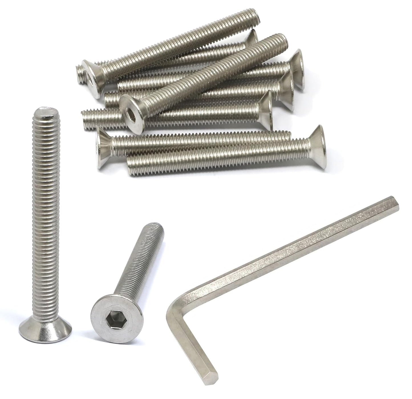 iexcell 5 Pcs M8 x 80mm Thread Pitch 1.25 mm Stainless Steel 304 Hex Socket Flat Head Cap Screws Bolts Kit