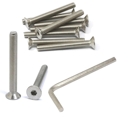 iexcell 5 Pcs M8 x 80mm Thread Pitch 1.25 mm Stainless Steel 304 Hex Socket Flat Head Cap Screws Bolts Kit