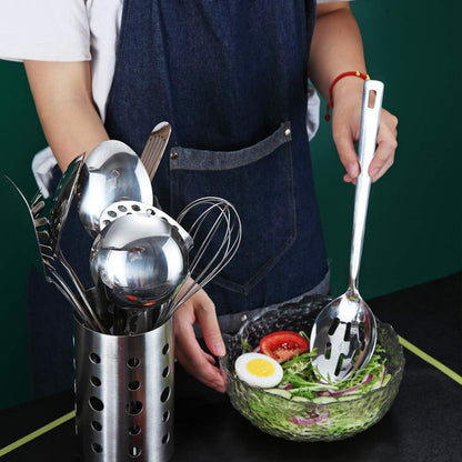 Stainless Steel Cooking Utensils Set, Berglander 13 Pieces Kitchen Utenisls Set, Kitchen Tools Set with Utensil Holder Non-Stick and Heat Resistant,Dishwasher Safe, Easy to Clean (13 Packs)