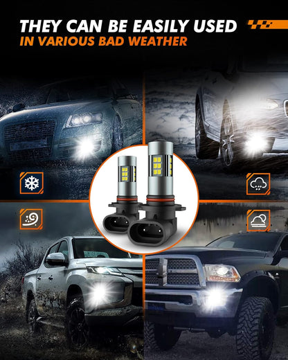 SEALIGHT H11/H8/H16 LED Fog Light Bulbs, 6000K Xenon White, 27 SMD Chips, 360-degree Illumination, Non-polarity