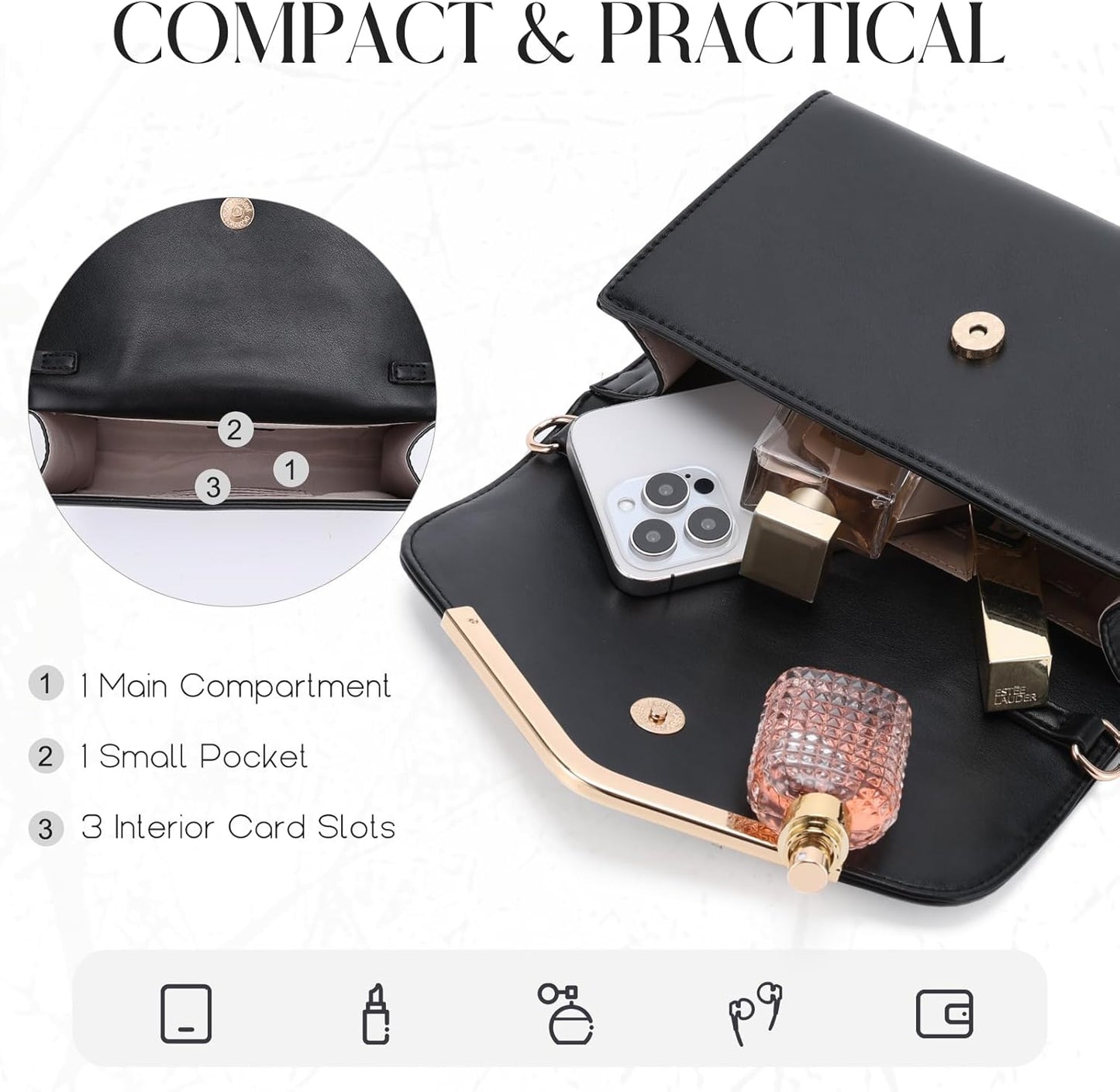 Vaschy Clutch Purse for Women,Fashion Envelope Evening Small Formal Handbag Fold-over Crossbody Shoulder Bag Wedding,Party