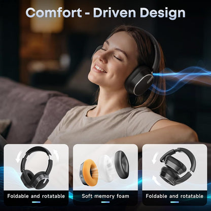 Active Noise Cancelling Bluetooth Headphones, Over Ear Wireless Headphones