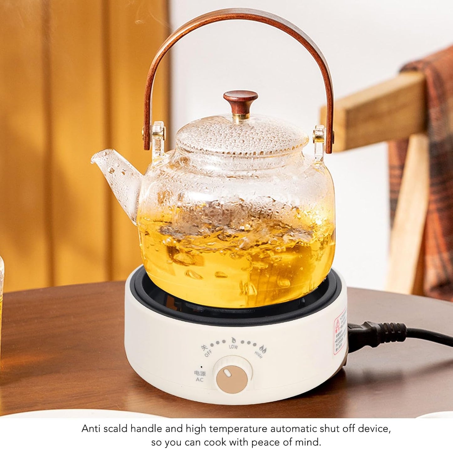 Electric Mini Stove Portable 4 Hot Plate 500W 110V Electric Ceramic Stove for Boiling Water, Making Tea and Coffee (Black)