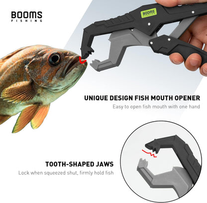 Booms Fishing G05 Fish Lip Gripper Saltwater, 9.4" Plastic Catfish Grippers Pliers, Fish Grabber Tool with Lanyard, Fish Grips for Kayak Fishing Accessories, Great Fish Holder for Caught Fish