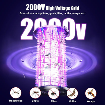 Bug Zapper Outdoor, Electric Mosquito Zapper 2 in 1 Bug Zapper Indoor with 2000mAh Battery & LED Night Light, Fly Traps Outdoor, 2000V Electric Fly Zapper for Home, Patio, Backyard (Matte Black)