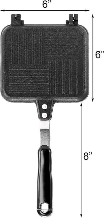 Elsjoy Hot Sandwich Panini Maker with Handle, Non-Stick Double Sided Frying Pan Grilled Sandwich Maker, Stovetop Toasted Sandwich Press for Home, Kitchen, Breakfast