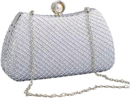 MUDUO Women's Wedding Purse, Pearl Clutch evening clutch purse Crossbody Shoulder Bag Handbag for Party Date Formal Occasion