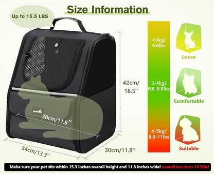 Pecute Expandable Cat Backpack Carrier, Small Dog Backpack Carrier, Pet Backpack Carriers for Cats Dogs Puppy Kitten, Cat Carriers Bag Carrying for Travel Hiking Bike Riding Walking Outdoor,Grey