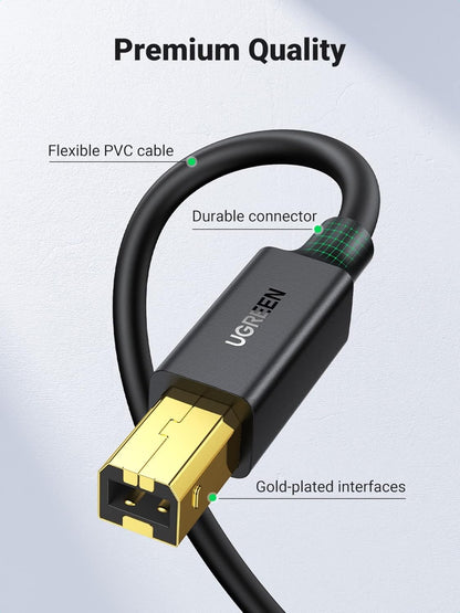 UGREEN Printer Cable USB 2.0 A Male to B Male Cord USB A to B Cable High Speed Scanner Cord Compatible with Brother, HP, Canon, Lexmark, Dell, Epson, Xerox, Piano, DAC and More, 1.5 Meters