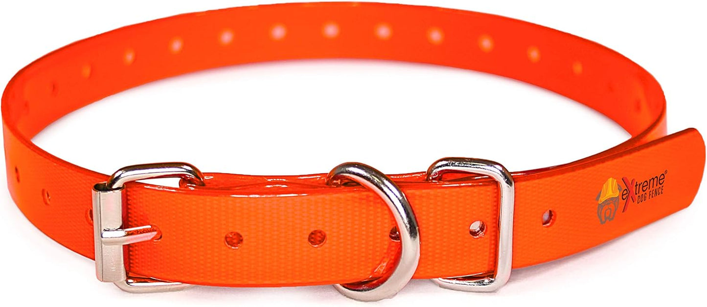 Orange Heavy-Duty 3/4" Waterproof and Odor Proof TPU Replacement Dog Collar Strap for Bark, Shock, Training and Electric Dog Fence Receiver Collars