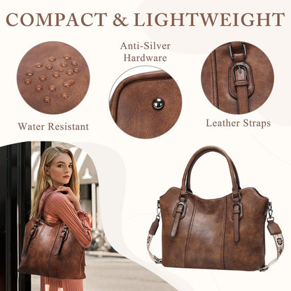 Hobo Bags for Women,VASCHY Vegan Leather Handbag Purse Top Handle Satchel Boho Shoulder Bag with Crossbody Guitar Strap
