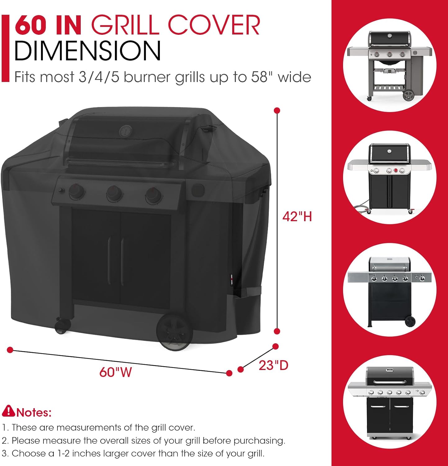 UNICOOK BBQ Cover 55 Inch, Heavy Duty Waterproof Housse BBQ, Special Fade and UV Resistant Outdoor Barbecue Grill Cover, Barbecue Accessories Compatible for Weber Char-Broil Brinkmann and More