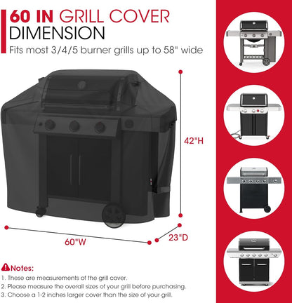 UNICOOK BBQ Cover 55 Inch, Heavy Duty Waterproof Housse BBQ, Special Fade and UV Resistant Outdoor Barbecue Grill Cover, Barbecue Accessories Compatible for Weber Char-Broil Brinkmann and More