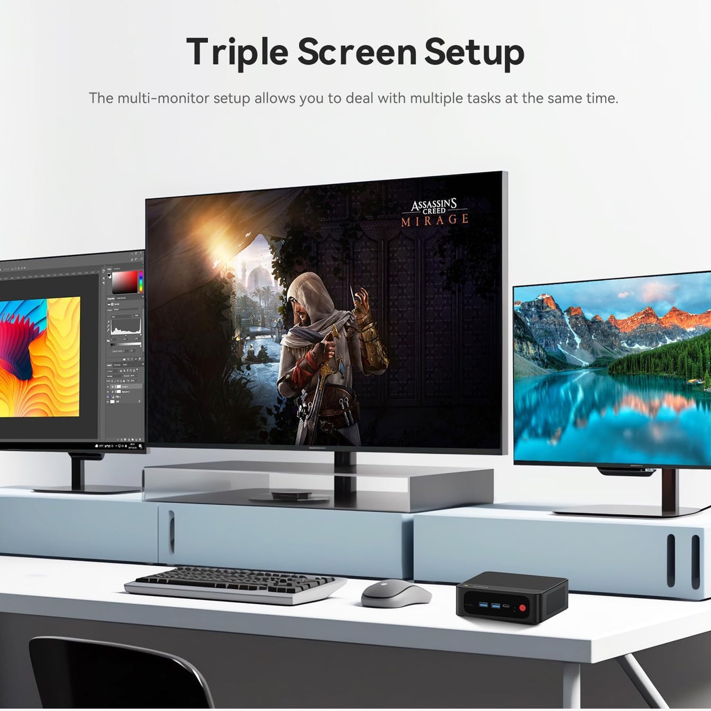 Beelink Mini PC SER5 MAX with AMD Ryzen 7 6800U, 32GB LPDDR5 1TB NVMe M.2 SSD, DP/HDMI/Type-c Triple Display Output,WiFi6,1000M LAN, BT5.2, W-11 Mini Computer